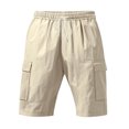 thumbnail image 5 of Fanxing Mens Cotton Linen Shorts Summer Drawstring Casual Cargo Shorts Loose Fit Athletic Short Pants with Pocket Khaki,XXL, 5 of 8
