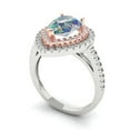 thumbnail image 2 of 2.48 ct Pear Cut Blue Moissanite with Simulated Diamond Halo Accents 18K White/Rose Gold Womens Engagement Ring, 2 of 6