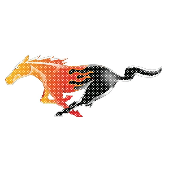 iPick Image for Ford Mustang Flame Pony Perforated Unobstructed View 12" Vinyl Window Film Adhesive Wrap Graphic Decal, Official Licensed