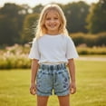 thumbnail image 5 of Peacolate 4-11Y Girls Denim Shorts Elastic Waistband Flower Ripped Jeans,Heart,10Years, 5 of 5