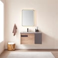 thumbnail image 2 of Carcastillo 40" Single Sink Floating Bathroom Vanity Oak Wood Gray Top & Mirror, 2 of 9