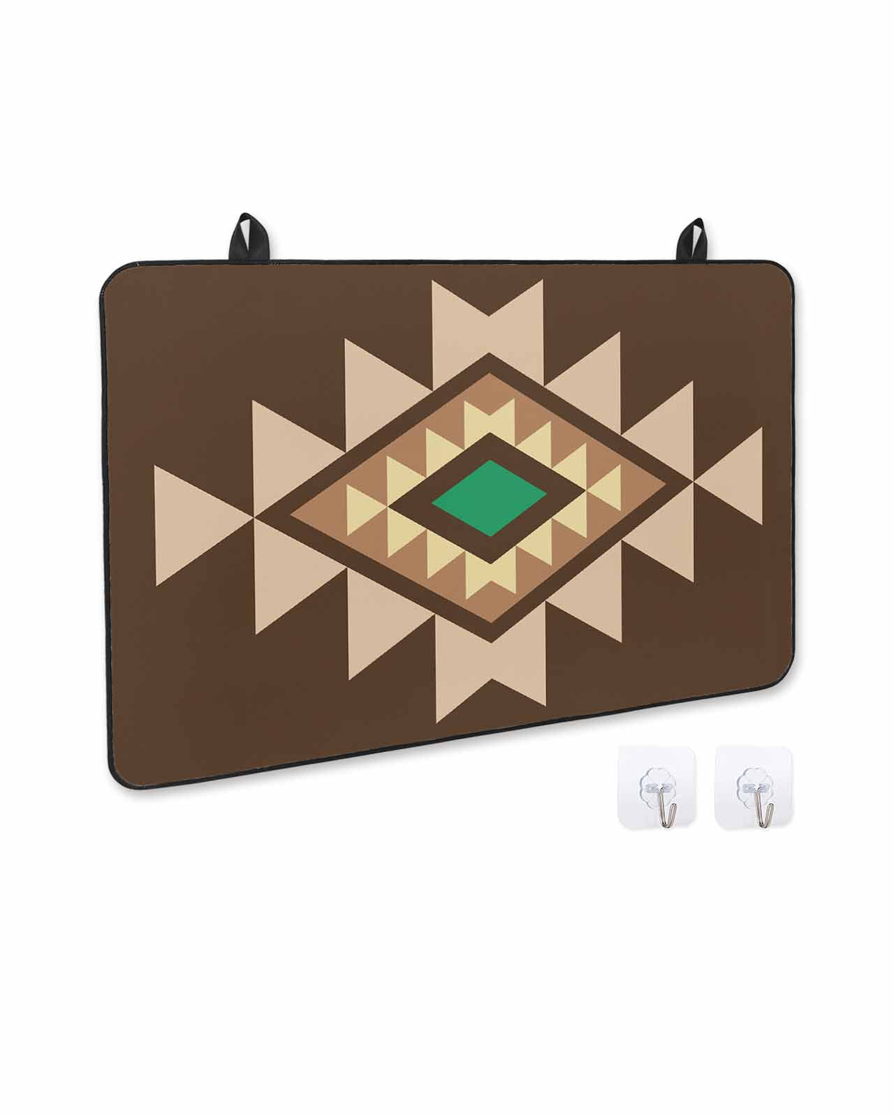 nqOlkjepod Large Induction Cooktop Protector Mat 36"x21", Brown Green Boho Stove Top Covers for Electric Stove, Vintage Southwest Abstract Geometric Stove Burner Cover Mats, Glass Top Stove Cover