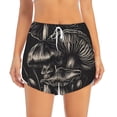 thumbnail image 2 of Balery Monochrome Mushroom Artwork Pattern Women's Running Shorts with Liner 2 Pockets Elastic Workout Athletic Gym Yoga Shorts-XX-Large, 2 of 7