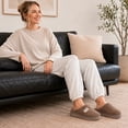thumbnail image 6 of Yarkasie Slippers for Women Men, Soft Thick Memory Foam Slippers, Fuzzy Bedroom House Shoes Indoor, Brown Size 8.5, 6 of 9