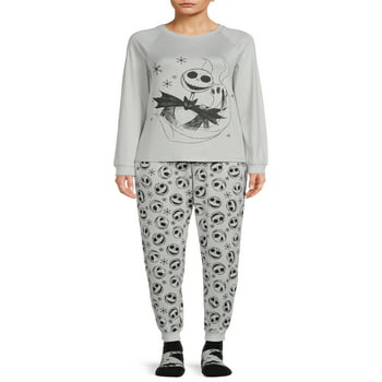 Disney The Nightmare Before Christmas Women's and Women's Plus Long Sleeve Top and Pants, 3-Piece Gift Set
