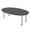 Asian Night w/Silver Base no Electric, variant on 6 Person Powered Boat-Oval Shaped Conference Table Silver Post Legs