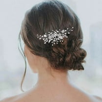 Flower Bride Wedding Hair Comb Silver Pearl Bridal Hair Pieces Leaves Hair Clip Vintage Hair Accessories for Women and Girls
