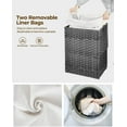 thumbnail image 3 of Laundry Hamper with Lid, 90L Clothes Hamper with 2 Removable Liner Bags & 2 Mesh Laundry Bags, Handwoven Synthetic Rattan Laundry Basket for Clothes, Toys in Bathroom, Bedroom Grey, 3 of 7