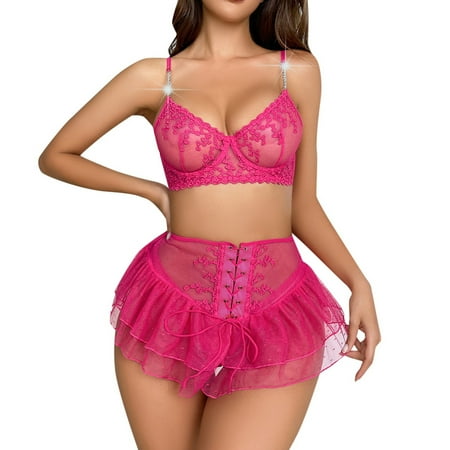Yuhangmm Seductive Lace Lingerie Set With Sheer Panels Womens Wear For Evenings Sexy Pants Lingerie for Women