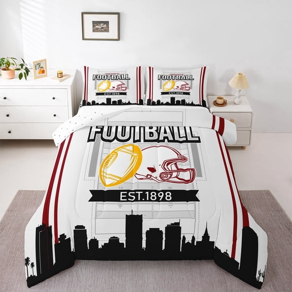 Erosebridal Rugby Comforter Sets,Geometry Sport Comforters & Duvets,Football Gaming Decor,Reversible,Breathable,2pcs