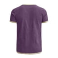 thumbnail image 5 of GUZOM Mens Purple Cotton Linen Blend T-Shirt - Short Sleeve Crewneck Casual Summer Top Breathable Lightweight Slim Fit with Contrast Trim,Size XL, 5 of 5