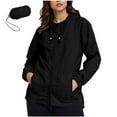 thumbnail image 1 of Tranfacy Vestes pour Femmes, Imperméable pour Femmes, Veste Imperméable pour Femmes et Veste à Fermeture Éclair, Veste à Manches Trois-Quarts à Capuche, Imperméable avec Poches, 1 of 3