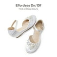 thumbnail image 4 of BURUDANI Girls Dress Shoes Toddler/Little/Big Kids Low Wedge Heels Pearl Rhinestone Pumps for Princess, Wedding, Party, Flower Girl, 4 of 6
