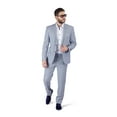 thumbnail image 3 of Slim Fit Men Suit Micro Textured Weave 2 Button Notch Collar AZAR 11812 (44 Long Stone Silver Blue 3 Piece Vested), 3 of 6