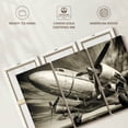 thumbnail image 6 of Elephant Stock Monochrome Vintage Plane Wall Art - Horizontal Multi Panel Canvas - Living Room Wall Decor - Transportation Multi Panel - Black And Gray Decor - 65" x 42", 6 of 8