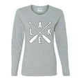 thumbnail image 2 of Wild Bobby, Lake Cross Paddles, Women Graphic Long Sleeve Tee, Heather Grey, Large, 2 of 4