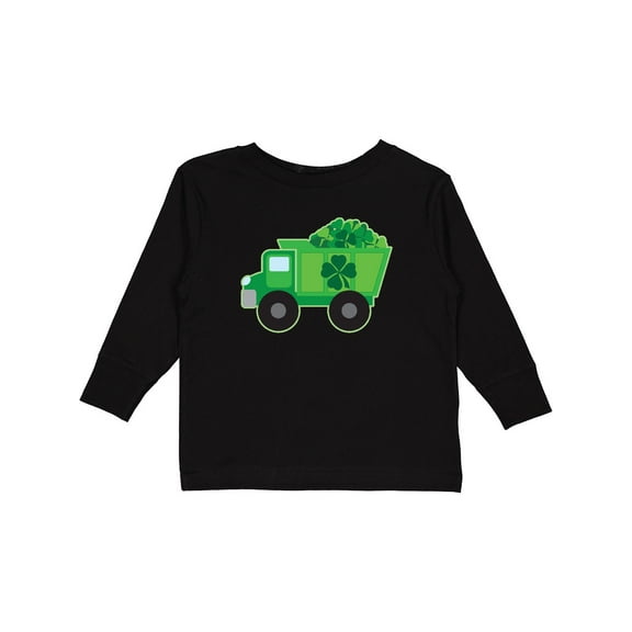 Inktastic St Patricks Day Irish Clover Dump Truck Childs Boys Long Sleeve Toddler T-Shirt