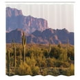 thumbnail image 3 of Ambesonne Landscape Shower Curtain, Cactus Mountain in Spring, 69"Wx70"L, Brown Green, 3 of 5