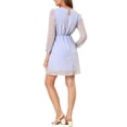 thumbnail image 3 of Vestido de fiesta de mujer Inspire Chic con escote en V, mangas largas, falda acampanada en A, XL, azul claro, 3 of 8