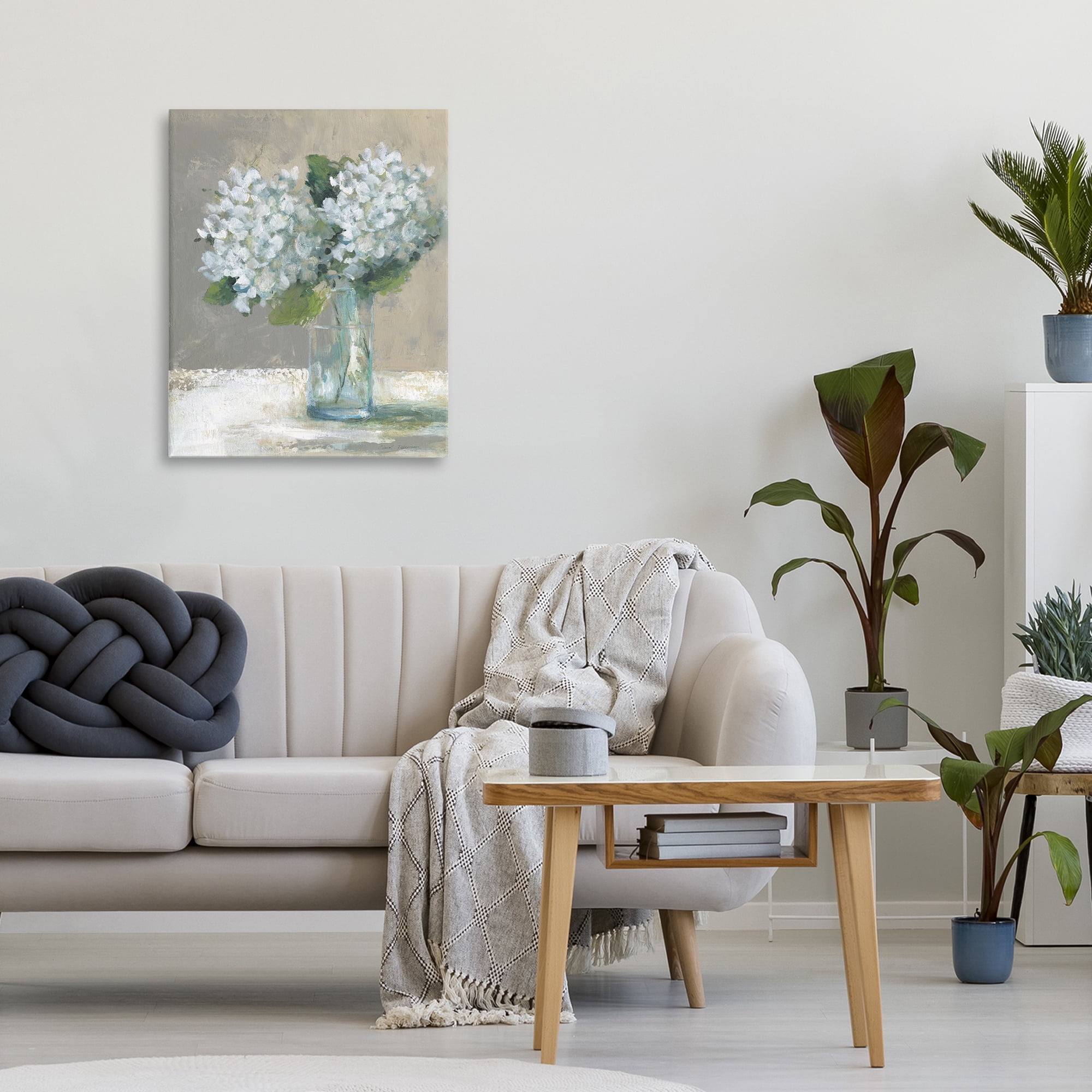 Stupell Industries White Hydrangeas Glass Vase Canvas Wall Art, design by Carol Robinson