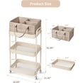 thumbnail image 5 of Baby Diaper Caddy, 3 Tier Rolling Storage Cart with Detachable Dividers, Bottle Organizer, Nursery Storage for Bedroom and Living Room Taupe, 5 of 6