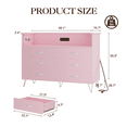 thumbnail image 5 of 6 Drawer Pink Dresser with LED Lights and Charging Station,Modern Wood Dressers for Bedroom & Living Room, 5 of 8