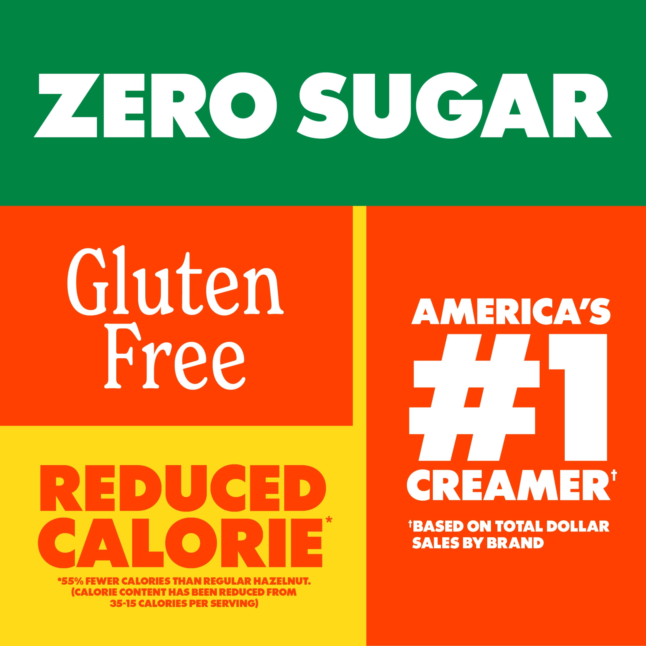 Coffee mate Hazelnut Zero Sugar Gluten Free Liquid Non-Dairy Coffee Creamer, 32 fl oz