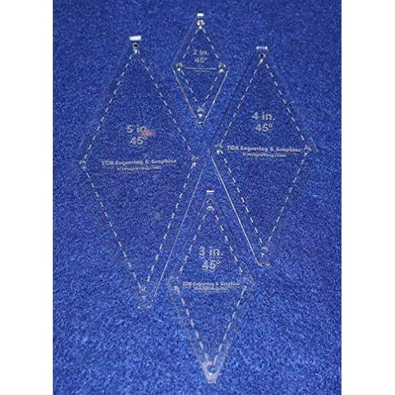 Diamond Templates 4 Pc Set No Tips 2" to 5"- Clear 1/8" 45 Degree