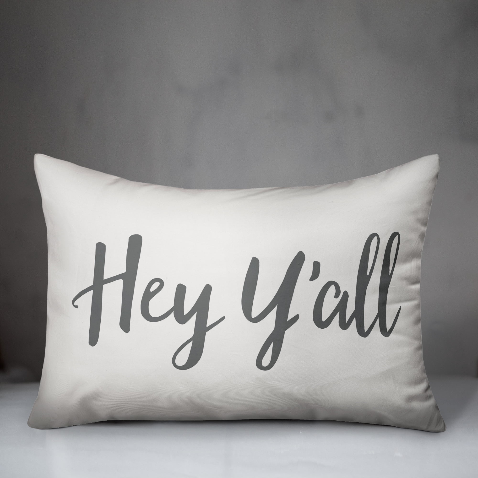 Creative Products Hey Y'all Bold Script White and Grey 14x20 Indoor / Outdoor Pillow