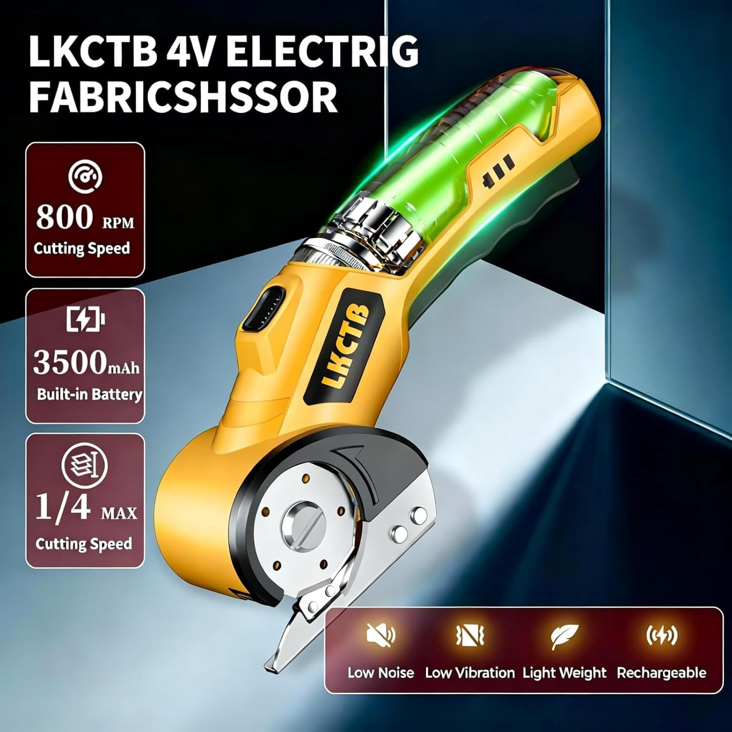 Cordless Cardboard Cutter with Electric Scissors, Brushless Motor, 3500mAh Battery, 800 RPM, LED Light – High Efficiency & Durability for Cardboard, Cartons, and Plastic