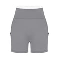 thumbnail image 4 of Kinrui Biker Shorts Women with Pockets - 3"High Waisted Workout Spandex Tummy Control Gym Running Yoga Shorts Gray 2XL, 4 of 4