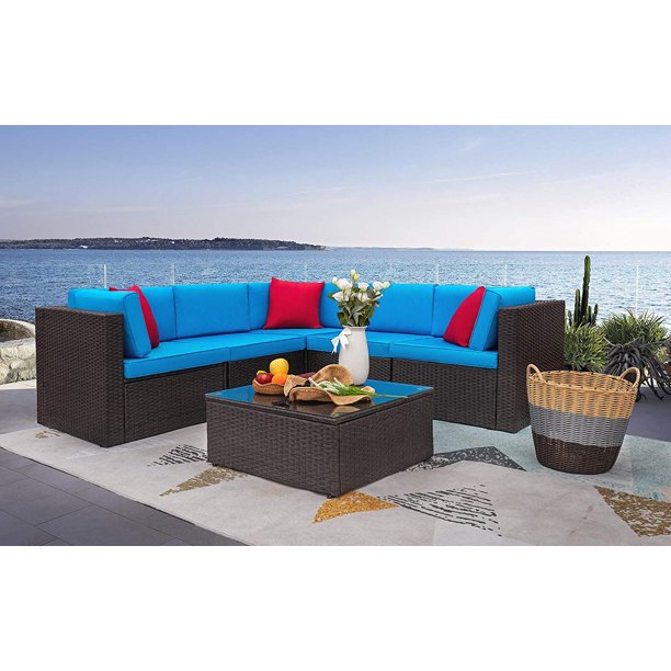 Devoko 6 Pieces Patio Furniture Set Conversation Set with Cushion and