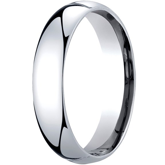 Mens 18K White Gold, 5mm Slightly Domed Standard Comfort-Fit Wedding Band (sz 10.5)