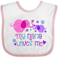 thumbnail image 3 of Inktastic My Nana Loves Me Cute Elephants Boys or Girls Baby Bib, 3 of 4
