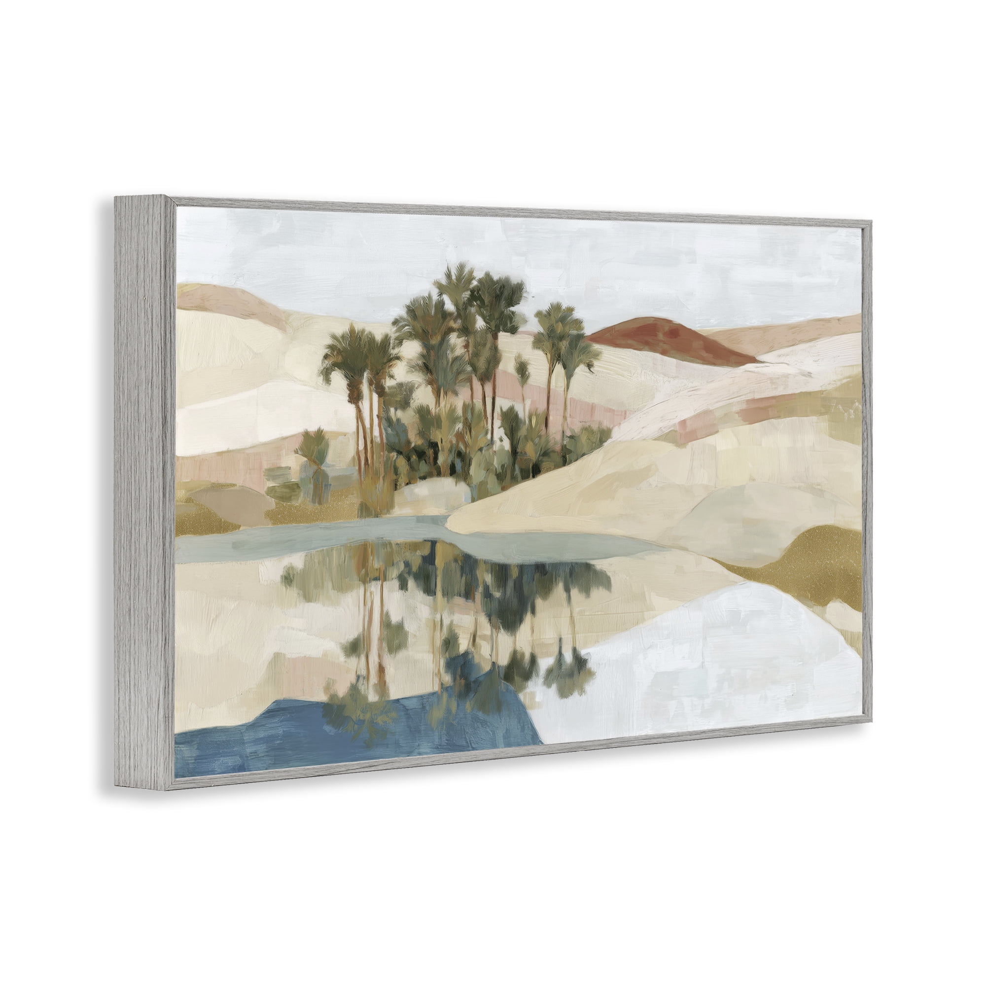 Stupell Industries Desert Oasis with Palm Reflection Gray Framed Giclee Art, design by Chromatic Storm Studio