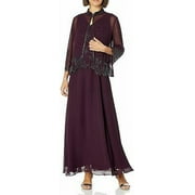 J Kara Womens Plus Size Beaded Long Jacket Dress, Burgundy, 24W: 24W/Burgundy: 24W/Burgundy