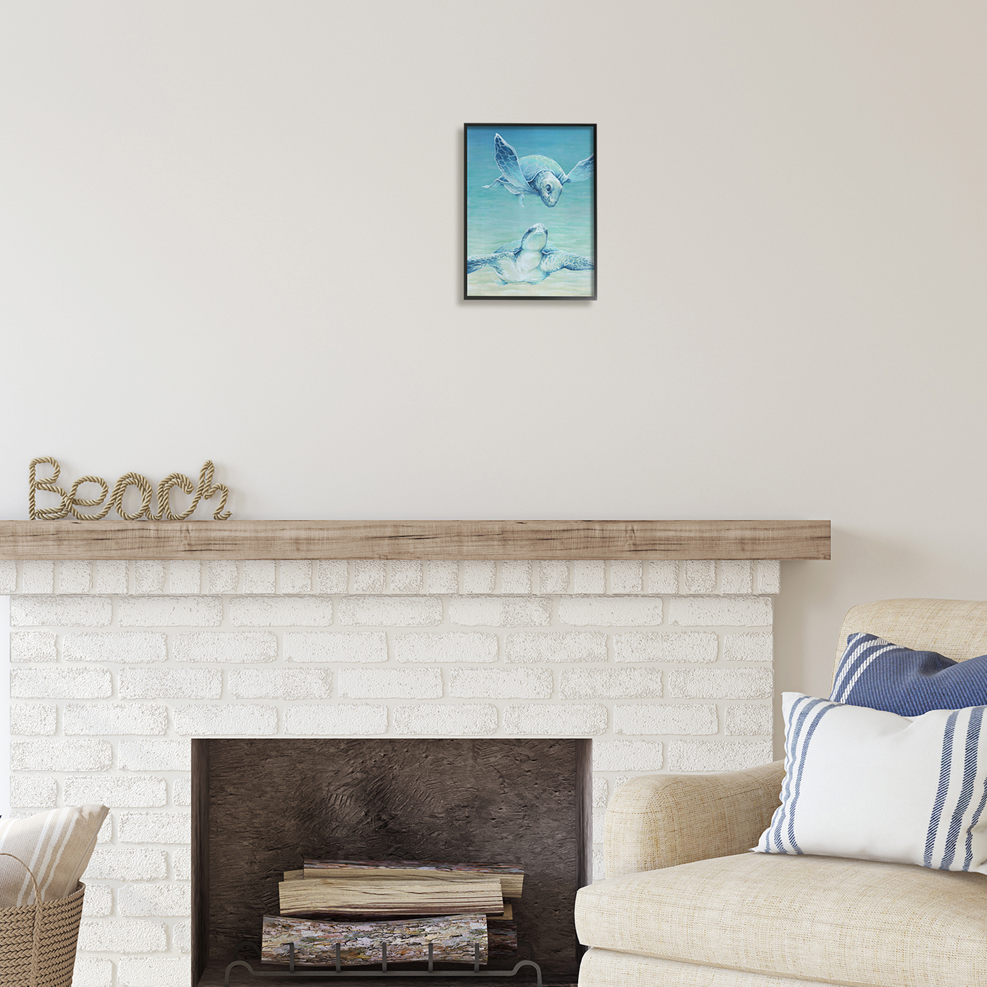 Stupell Industries Sea Turtles Gazing Animals & Insects Painting Black Framed Art Print Wall Art, 11 x 14