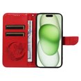 thumbnail image 3 of Dteck Pattern Case for iPhone 15,Magnetic Leather Butterfly Floral Embossed Flip Case Card Slots Wallet Stand Cover with Wrist Strap for iPhone 15,Red, 3 of 7