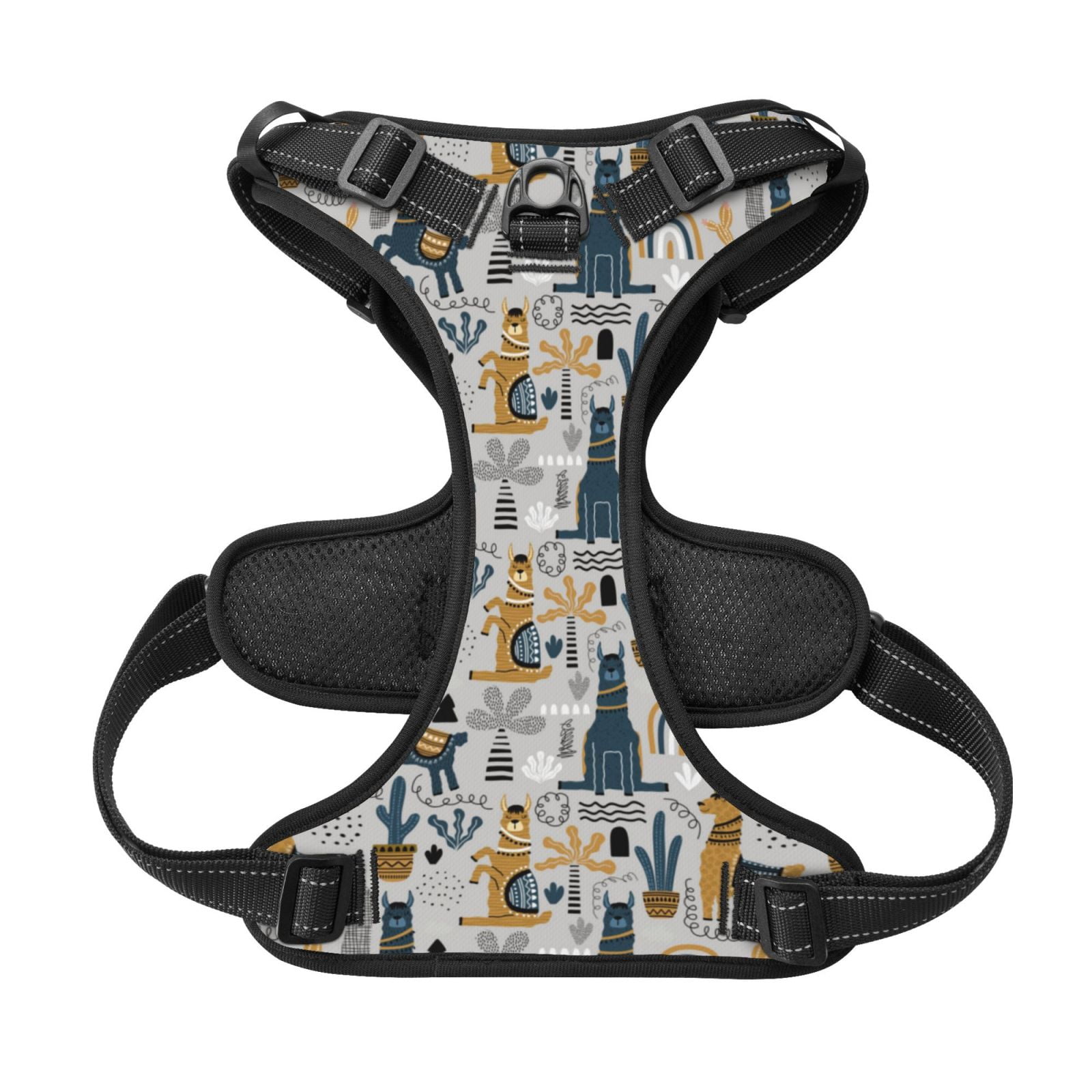 Kdxio Llama and Cactus1 Print No Pull Dog Harness Adjustable Reflective Oxford Easy Control Medium Large Dog Harness for Training and Everyday-Medium