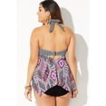 thumbnail image 3 of Swimsuits For All Women's Plus Size Bow Handkerchief Halter Tankini Set 20 Aztec, Black, 3 of 4