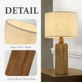 thumbnail image 4 of 22" Farmhouse Table Lamp with  Honey Natural Wood Base Classic Beige Fabric Drum Shade Bedside Lamp Traditional Desk Lamp for Home Office Foyer Living Room, 4 of 6