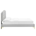 thumbnail image 4 of Platform Bed Frame, Tufted, Rivet Nailhead, Twin, Light Grey Gray, Velvet, Bedroom, Modern Contemporary Boutique HB35324, 4 of 15