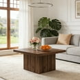 thumbnail image 4 of Fnova Farmhouse Coffee Table for Living Room, 31.5" Square Wood Coffee Table, Easy Assembly, Brown, 4 of 8