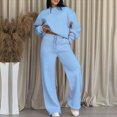 thumbnail image 5 of Towmus Two Piece Lounge Sets for Women Fall Outfits Long Sleeve Tops Wide Leg Pants Matching Sets Vacation Travel Outfits, Light Blue, XL, 5 of 5