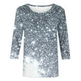 thumbnail image 5 of Dyegold 3/4 Sleeve Women Tops Dressy Casual Comfy Loose Cute Trendy T-Shirt Shirts Floral Printed Tunics Top Plus Size for Women Round Neck Fall Female Blouse Long Sleeve, 5 of 6