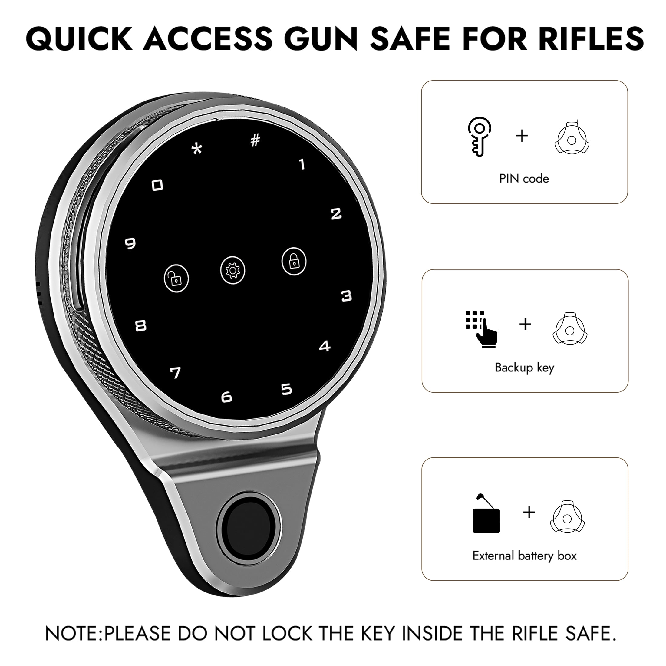 Sapital 10-15 Biometric Rifle Gun Safe, Quick Access Fingerprint Cabinet with Adjustable Gun Rack
