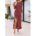 thumbnail image 2 of PRETTYGARDEN Women's Formal Maxi Floral Dresses with Slit Long Sleeve Ruffle Hem, Elegant Outfit for Wedding Guest & Cocktail Party, Bodycon Crewneck Mesh Dresses, Fall Fashion, 2 of 8