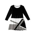 thumbnail image 5 of Abcomgle Cute Dresses for Girls 10-12 Casual A-Line Long Sleeve Tshirt Dress Striped Colorblock Girls Skater Dress Beach Crew Neck Swing Dresses for 4-14t Kids 11-12 Years,Light Gray, 5 of 5