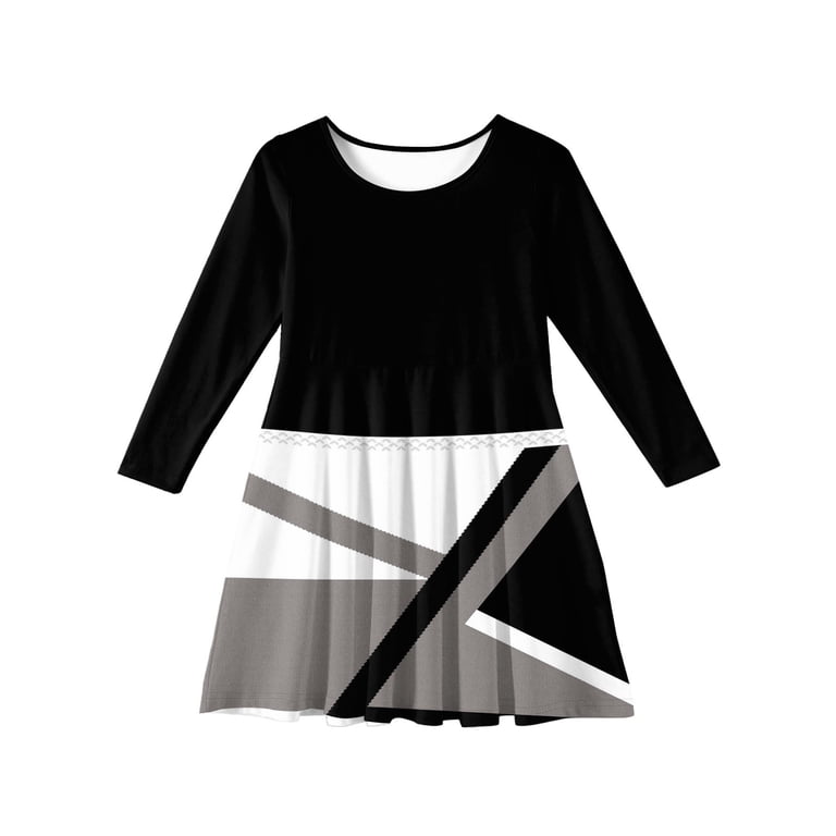 Abcomgle Long Sleeve Dress for Girls Casual A-Line Fall Tshirt Dress  Striped Colorblock Crew Neck Girls Skater Dress Basic Swing Skirt for 4-14t  Kids 13-14 Years,Light Gray - Walmart.com