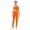 Orange, variant on HULIJA Kids Girls Spakrly Rhinestones Gymnastics Unitards One Sleeve Sheer Mesh Figure Skating Jumpsuit Orange 10